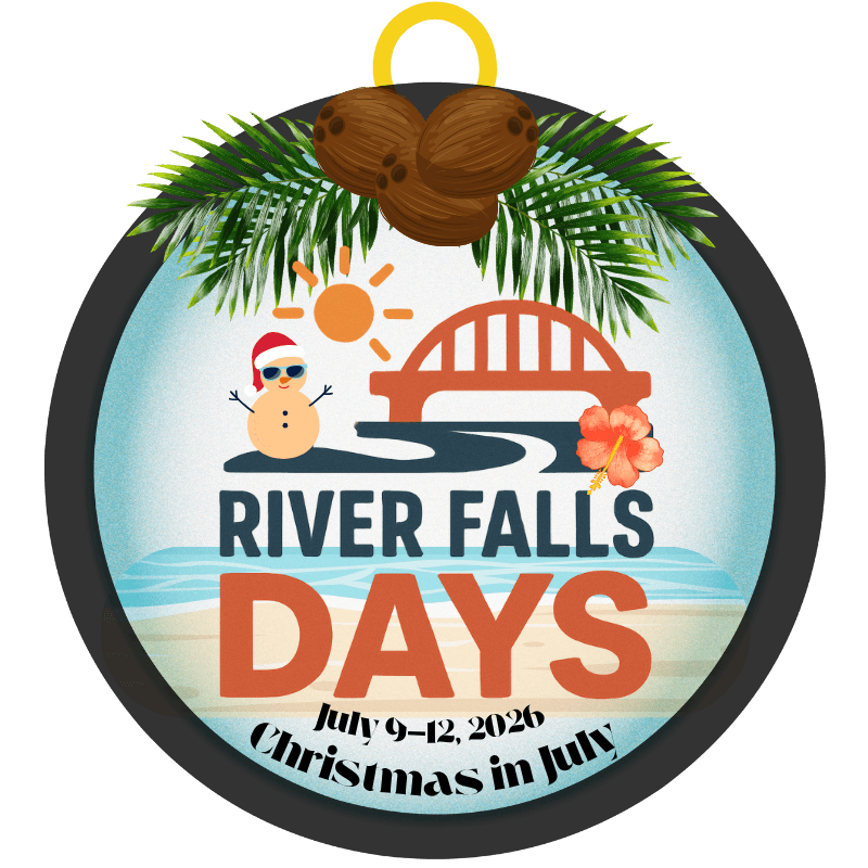 River Falls Days 2026 Logo - Christmas in July